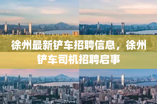 徐州最新鏟車招聘信息，徐州鏟車司機(jī)招聘啟事
